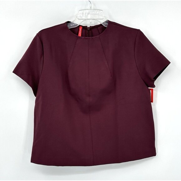 NEW SPANX shirt top perfect funnel neck short sleeve chianti ponte knit LARGE - Picture 5 of 12